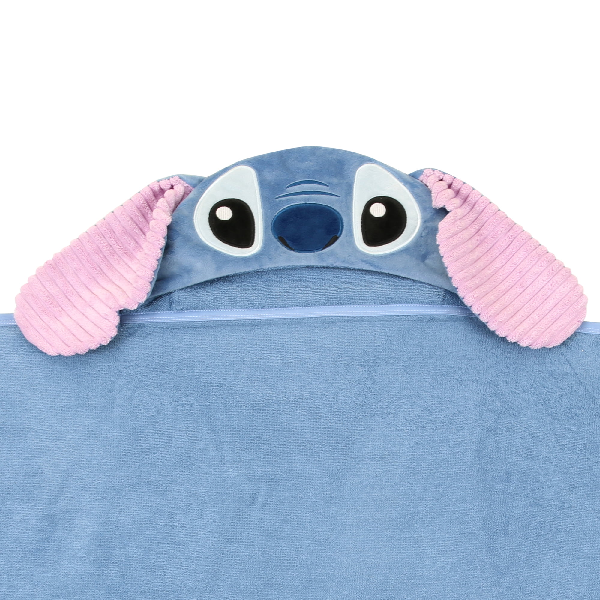 Lambs & Ivy Disney Stitch Luxury Blue Cotton Terry Hooded Baby Bath Towel