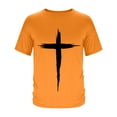 thumbnail image 4 of DeHolifer Men’s Novelty T-Shirts Cross Faith Casual Crewneck Short Sleeve Shirts Workout Tees Orange 2XL, 4 of 5