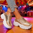 thumbnail image 2 of Sneakers for Women Fashion Platform White Leather Casual Dad Shoes Comfortable Wedge Walking Sport Sneakers, 2 of 9