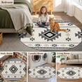 thumbnail image 6 of Round Area Rug 4ft,Classic Aztec Geometric Pattern Washable Carpet Non-Slip Runner Accent Rugs Indoor Floor Mat for Bedroom Living Room Decor,Retro Bohemian Art, 6 of 9