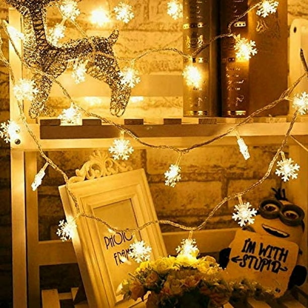 Guirlande lumineuse de Noël avec flocons de neige, 19 flocons et 96  ampoules, décoration de Noël