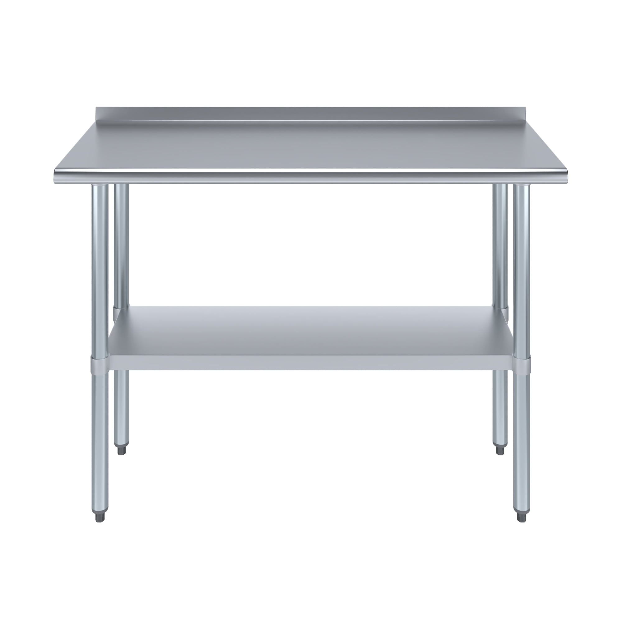 AmGood 18" X 48" Stainless Steel Work Table with 1.5" Backsplash | Metal Kitchen Food Prep Table | NSF