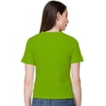 thumbnail image 4 of eloria Women's Lycra Round Neck Slim Fitted Basic Tee Tops Short Sleeve T-Shirt, Color : Parrot Green, 4 of 6
