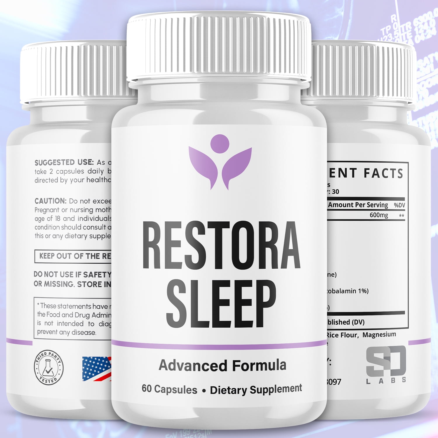 Restora Sleep Advanced Formula Brain Support Pills Maximum Strength Supplement RestoraSleep 120 Capsules