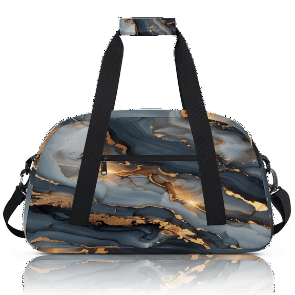 Herdesigns Art Black Glod Marble Sports Duffle Bag for Women & Men, Modern Gym Bag Dance Bag Overnight Bag Carry On Weekender Travel Bag