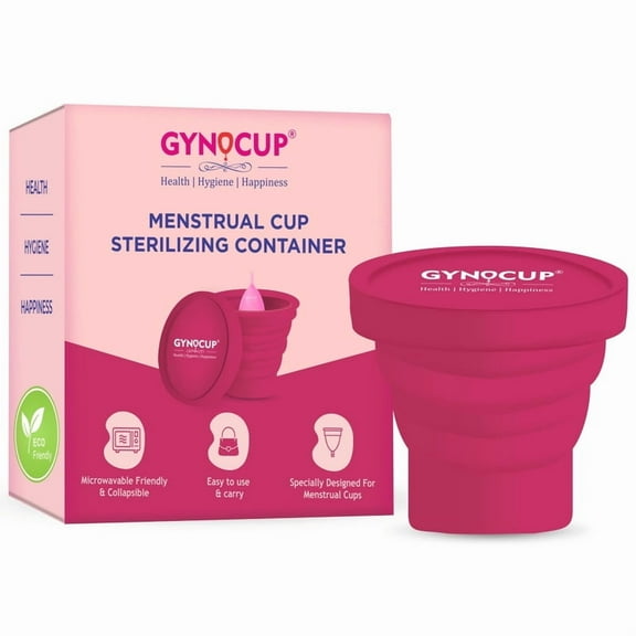 GynoCup Collapsible Silicone Menstrual Cup Sterilizer Container | Foldable Sterilizing Container Cup | Hygienic, Leak Free & Odorless | Microwave Friendly | Kills 99% of Germs