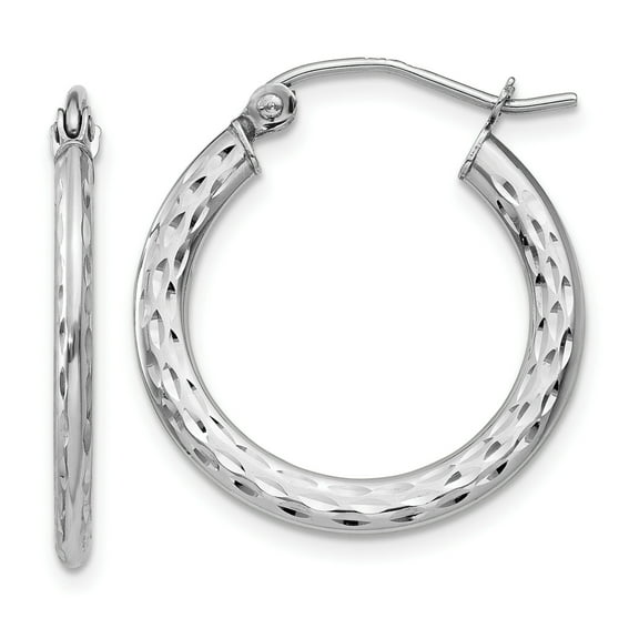 Primal Gold 14 Karat White Gold Diamond-cut 2.5x20mm Lightweight Hoop Earrings