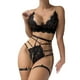 thumbnail image 1 of Gibobby Ropa interior mujer sexy Lencería de dos piezas para mujer, sexy con encaje floral, escote en V profundo, brasier inalámbrico y tanga exótico(Negro, CH), 1 of 5