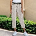 thumbnail image 2 of QURATI Women's Summer Lightweight High Waisted Loose Straight Cut Retro Harem Jeans Womens Bottoms Beige L, 2 of 4