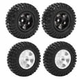 thumbnail image 4 of Beadlock Wheels and Tires 2Pcs RC Wheels Metal Remote Control Car Tires Replacement Parts for Axial SCX24 90081, Metal Micro Crawler Tires [silvery], 4 of 9