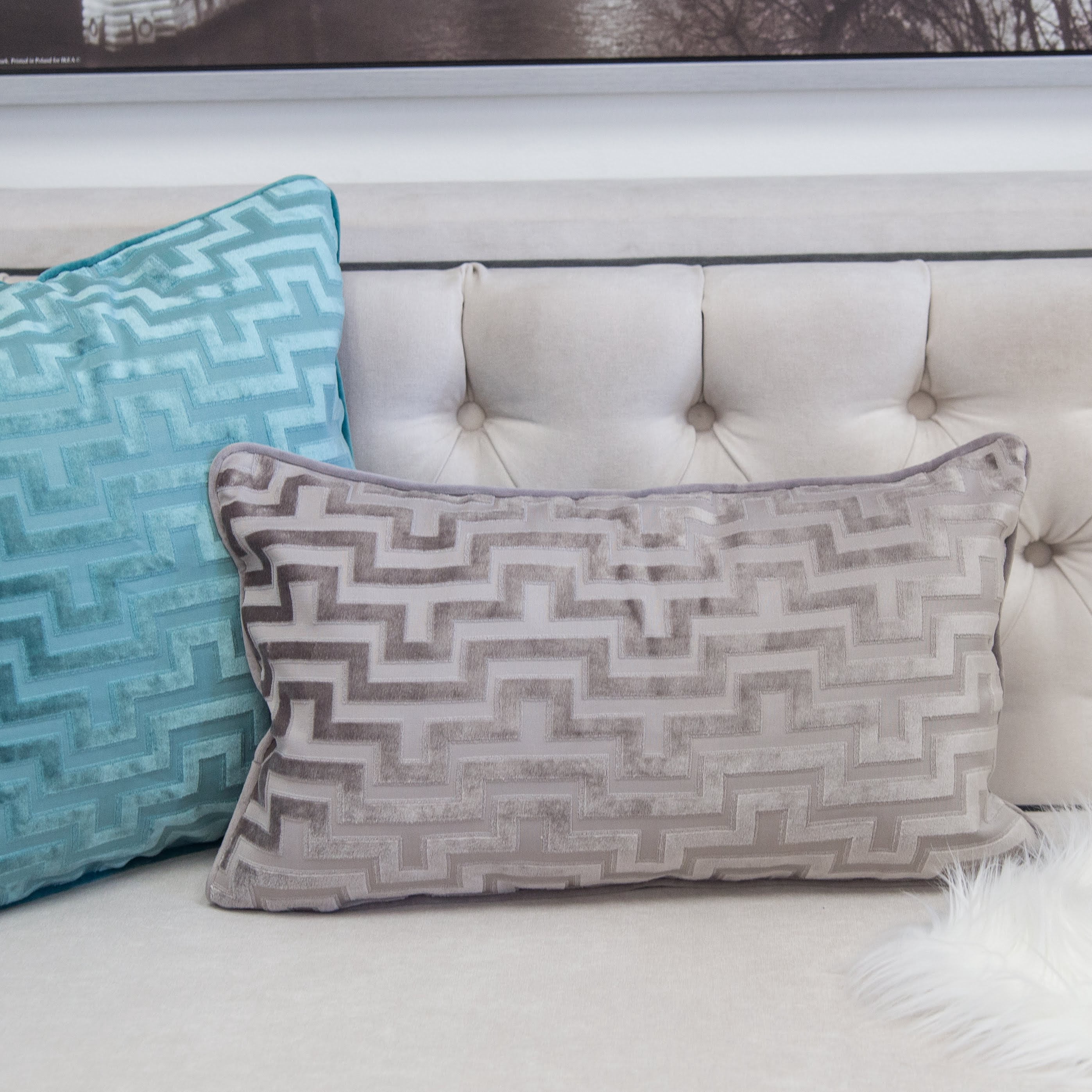 Kean Gray Geometric Polyester 12 in. x 20 in. Throw Pillow