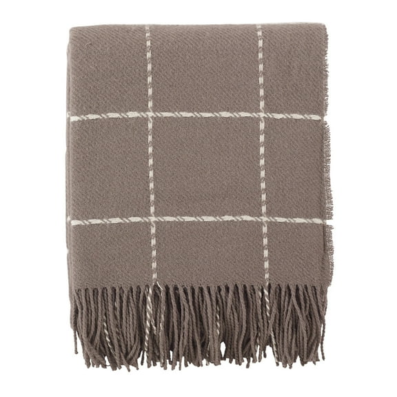 Fennco Styles Sevan Collection Geometric Design Wool Blend Throw Blanket (Natural)