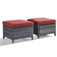 thumbnail image 2 of Gymojoy All Weather Outdoor PE Wicker Ottoman Set of 2, Extra Large Patio Footstool Footrest with Thick Red Cushions, 2 of 7
