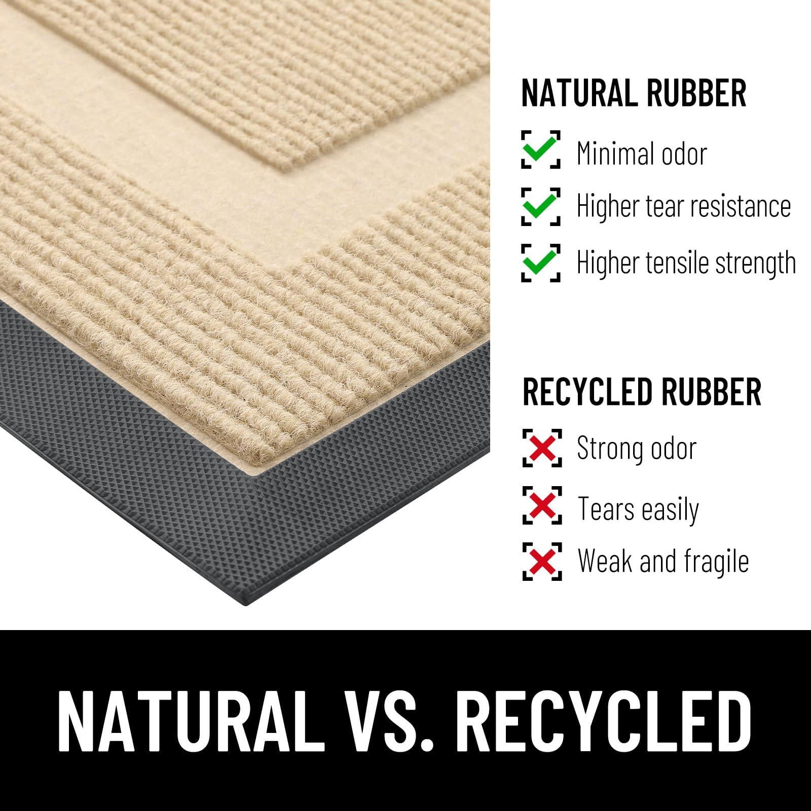 Smiry Door Mats For Inside, Low Profile Dirt Trapper Front Door Rugs, Fade Resistant Doormats For Outdoor Entrance, 36"x24", Beige