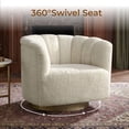thumbnail image 3 of CHITA Mid Century Modern Swivel Accent Chair, Solid Wood Frame, Cream, Single, 3 of 15