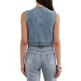 thumbnail image 3 of INSPIRE CHIC Denim Vest for Women Sleeveless Crew Neck Button Down Western Jean Waistcoat Jacket M Retro Blue, 3 of 6