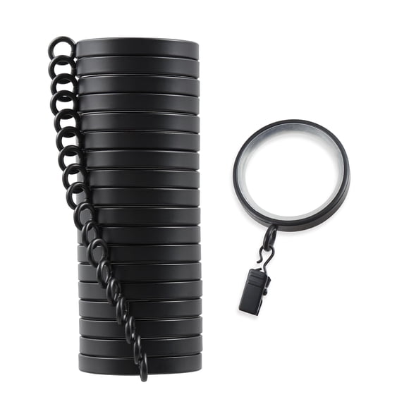 Cambria Designer Series Premium Easy Glide 18 anillos de cortina Metal con inserciones de nailon suave y silencioso con clips 2 pulgadas de diámetro (1-5/8 pulgadas de diámetro interior) Acaba