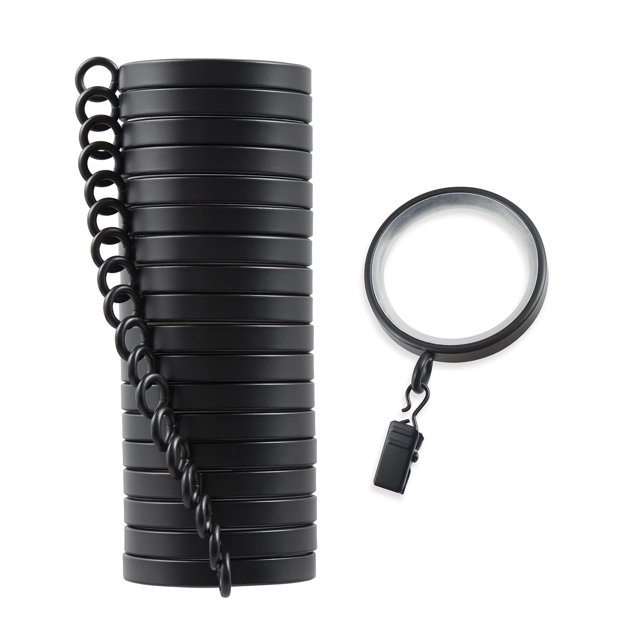Cambria Designer Series Premium Easy Glide 18 anillos de cortina Metal con inserciones de nailon suave y silencioso con clips 2 pulgadas de diámetro (1-5/8 pulgadas de diámetro interior) Acaba