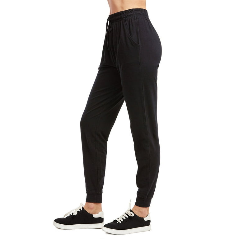 Women\'s Lightweight Cotton Blend Jersey Jogger Pants with Side Pockets