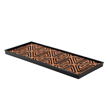 Natural & Recycled Rubber Boot Tray with Tan & Black Tribal Coir Insert