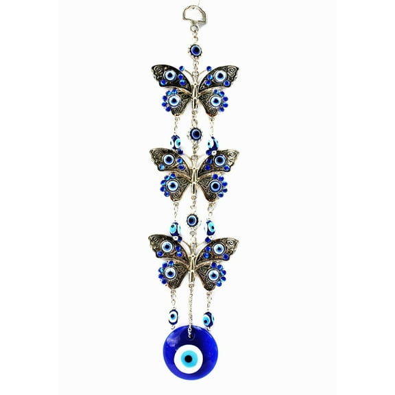 Turkish Blue Evil Eye Nazar with Butterflies Decor Hanging Ornament Amulet Blessing Gift