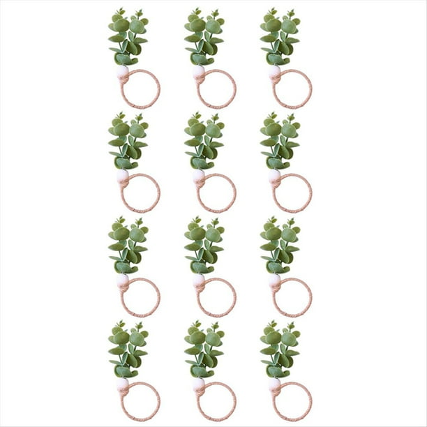 Juego de 12 Servilleteros, Servilleteros de , Servilleteros de Hojas de Eucalipto, para Bodas, Decoración de Mesa de Fiesta de Navidad