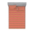 thumbnail image 2 of Ambesonne Ethnic Fitted Sheet & Pillow Sham Set, Rhombuses Triangular Shapes, Twin, Coral Yellow and Grey, 2 of 3