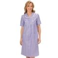 thumbnail image 2 of Collections Etc Collections Women's Etc. Gingham Women's Robe with Floral Accents, Snap-Front Closure and Lace Trim, Lilac, Large, 2 of 9