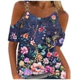thumbnail image 2 of ICHUANYI Clearance Fashion Woman Causal Round-Neck Printing Blouse Short Sleeve T-Shirt Summer Tops(Purple, XXL) ICHUANYI WER2023081108110, 2 of 5