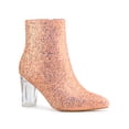 thumbnail image 1 of Unique Bargains Bottines à Paillettes à Talon Bloc Transparent pour Femme Orange (Taille 7), 1 of 7