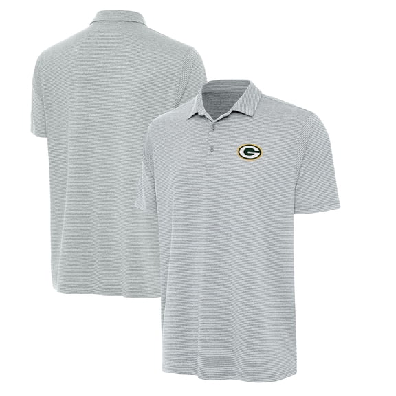 Men's Antigua Heather Gray Green Bay Packers  Scheme Polo