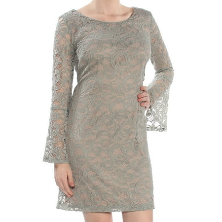 Moss Green Dress - Connected Women's Lace Flare Sleeve Dress (8, Moss)