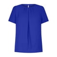 thumbnail image 5 of Tops for Women Crewneck Solid Color Pleated Puff Sleeve T-shirt Ladies Beach Blouse Tunic Tops Women's Summer Clothes, 5 of 6