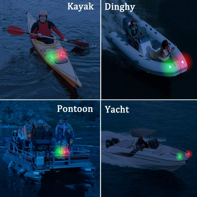 2 Pieces LED Boating Lights Kayak Navigation Lights Portable LED