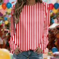 thumbnail image 2 of oqasdz Sweatshirt for Women Fashion Striped Crewneck Long Sleeve Pullover Knit Pullover Top Festival Celebration Comfort Cozy Casual Outdoor, 2 of 5