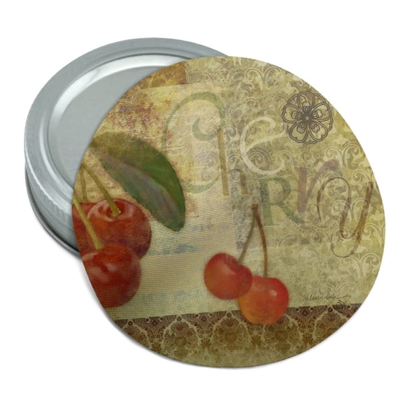 Christmas Holiday Cherry Cherries Red Green Round Rubber Non-Slip Jar Gripper Lid Opener