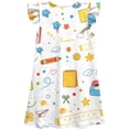 thumbnail image 6 of Rggeeun Baby Girls Dresses Back-to-School Themed Cartoon Cute Graphics Print Fly Sleeve Crew Neck A Line Knee Length Waist Draping for Summer Fall Summer Outdoor Kawaii Playwear,White,5-6 Years, 6 of 6