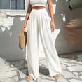 thumbnail image 4 of Dresfit Palazzo Pants for Women Linen Wide Leg Beach Pant Summer 2026 Cotton Lounge Trousers Loose Stretch Business Slacks with Pockets White M, 4 of 4