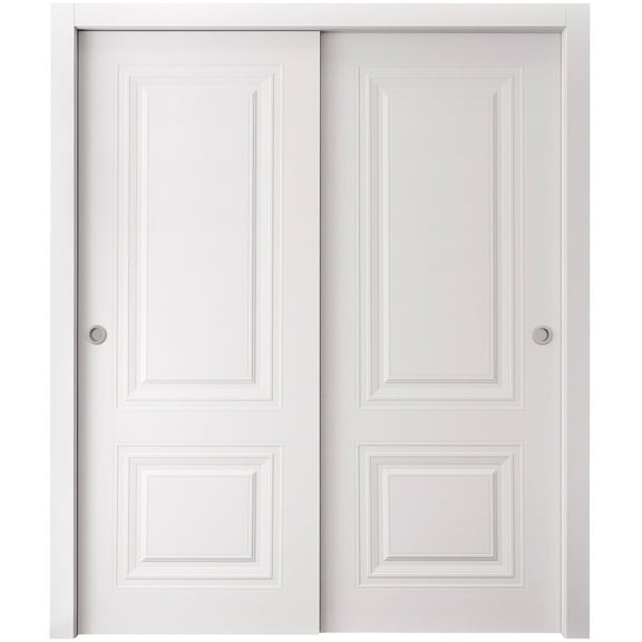 Sliding Closet Bypass Doors 36 x 80 inches | SELECT 2779 White | Rails Hardware Set | Wood Solid Bedroom Wardrobe Doors