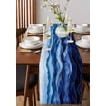 thumbnail image 4 of Ldtrchee Blue Marble Table Runner 60 Inches, Abstract Wave Lines Crack Gradient Bed Runner Dresser Scarves Tabletop for Indoor Outdoor Parties/Ceremony/Banquet, 13" x 60", 4 of 8
