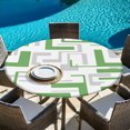 thumbnail image 6 of Modern Geometric Green Round Tablecloth 36-44 Inch Round Fitted Table Cloth with Elastic Edge, Abstract Minimalist Artwork Lines Waterproof Table Cover Protector for Outdoor Picnic Party Dining, 6 of 9