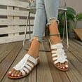 thumbnail image 5 of Women's Gladiator Flat Sandals, Wide Width Fish Toe Summer Sandals for Women, Adjustable Buckle Casual Beach Shoes, Non-Slip Walking Sandals, 5 of 8