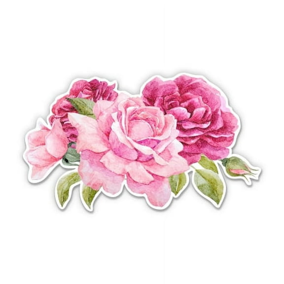 Pretty Watercolor Roses - 3" Vinyl Sticker - For Car Laptop I-Pad Phone Helmet Hard Hat - Waterproof Decal