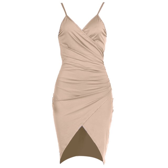 Robe d'Été à Bretelles Spaghetti pour Femme, Robe de Boîte de Nuit, Bretelles Spaghetti, Portefeuille, Col en V, Robe Moulante, Robe de Soirée (S-TG)
