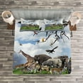 thumbnail image 3 of Ambesonne Wildlife Quilted Bedspread Set 3 Pcs, Tropic Animal Collage, King Size, Multicolor, 3 of 3