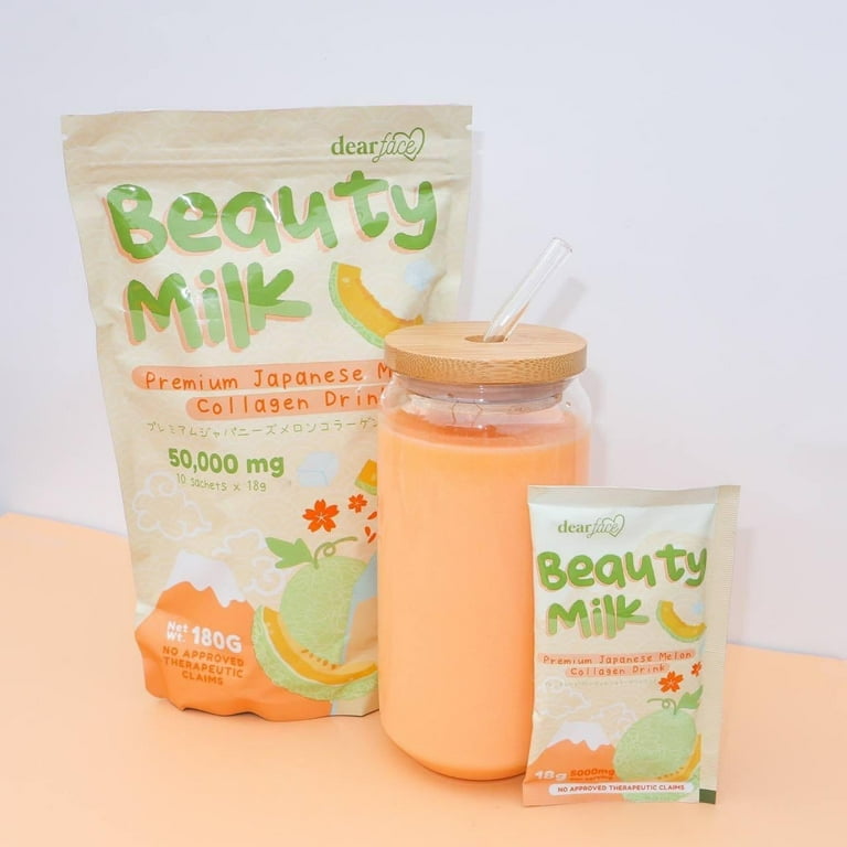 Dear Face Beauty Milk Japanese Collagen - Melon, Strawberry