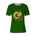 thumbnail image 4 of HAPIMO Women' Plus Size Fashion Clothes Flower Graphic Bsaic Tees Crew Neck Tees Summer Tops for Women Elegant Blouses Casual Loose Dressy Tunic Green S, 4 of 4