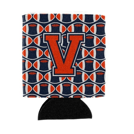 

Carolines Treasures CJ1066-VCC Letter V Football Orange Blue and white Can or Bottle Hugger Can Hugger multicolor