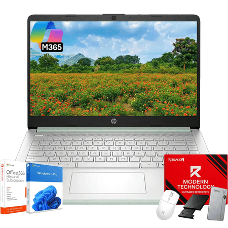 HP 14 Laptop Student Business Computer - 1-Year Microsoft Office 365 • 14 inch LED • 16GB RAM • 128GB UFS + 256GB Micro SD • Intel N150 Processor • Copilot AI • 12 Hr Battery • Windows 11 Pro