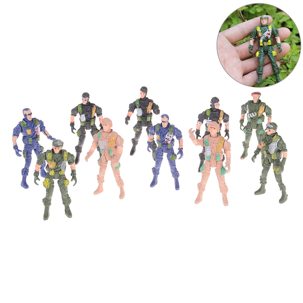 10pcs Military Playset Plastic Toy 9cm Soldier Army Men Figures Kids Toys 